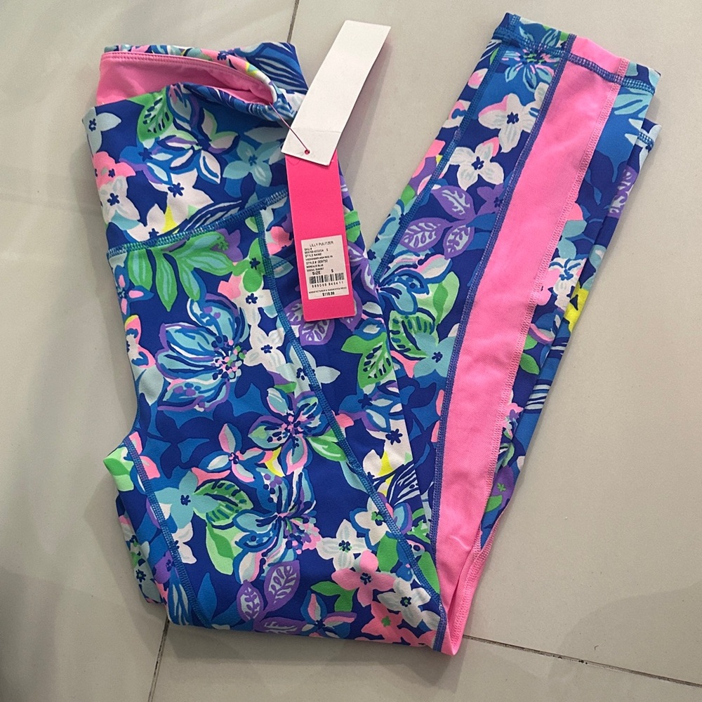 Lilly Pulitzer Floral Blue and Pink Leggings